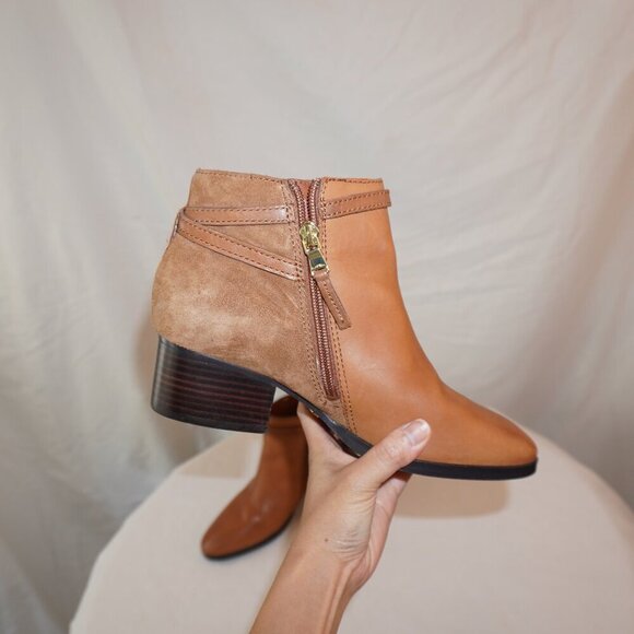 Lauren Ralph Lauren Damara Brown Leather Western Strap Heel Boot Booties 7.5B - Picture 12 of 12